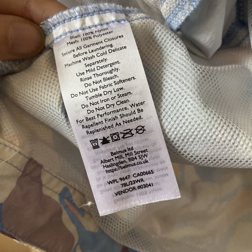 Eddie Bauer Jacket Womens PXL Windpac Peak Blue Marble‎ Shell Hooded Waist pack - Picture 8 of 13